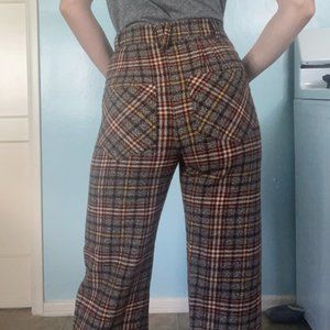 Free People Brown Plaid Wide Pant